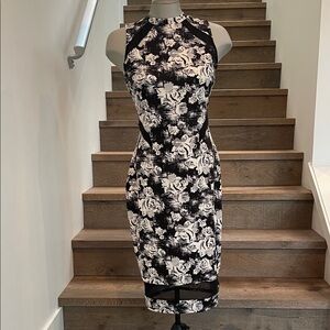 Material Girl Black and White Floral Midi Dress